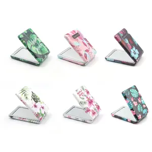 Compact folding pocket mirror BESK 6×8 cm — personal care travel mirror, double-sided