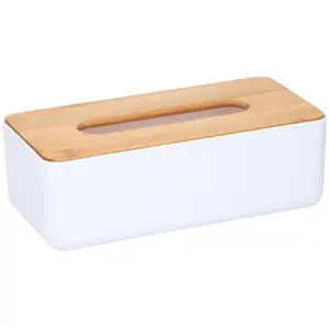 Napkin dispenser ALPINA 2182629 — bamboo and plastic napkin storage box for folded napkins