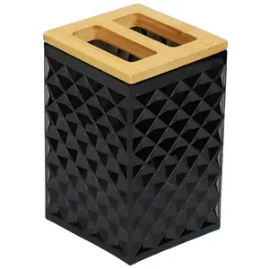Bathroom glass tumbler BESK Diamond universal black – glass cup for toothbrushes and rinsing