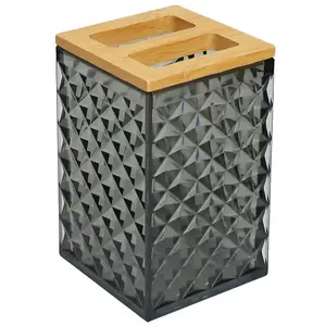 Bathroom tumbler BESK Diamond universal glass dark gray – countertop or wall use