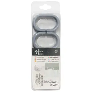 Shower curtain rings BESK 12 pcs gray metal/plastic hooks for curtain