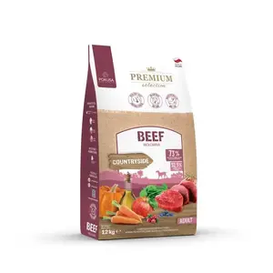 Dry dog food POKUSA Premium Selection Beef Adult, 12 kg — 28% protein, 16% fat, grain-free options excluded