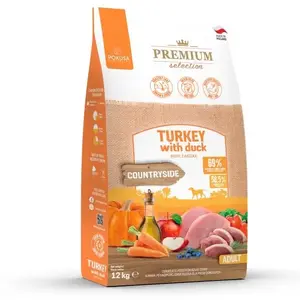 Dry dog food POKUSA Premium Selection Adult Turkey with Duck 12 kg — grain-free, 29% protein, 18% fat for large breeds