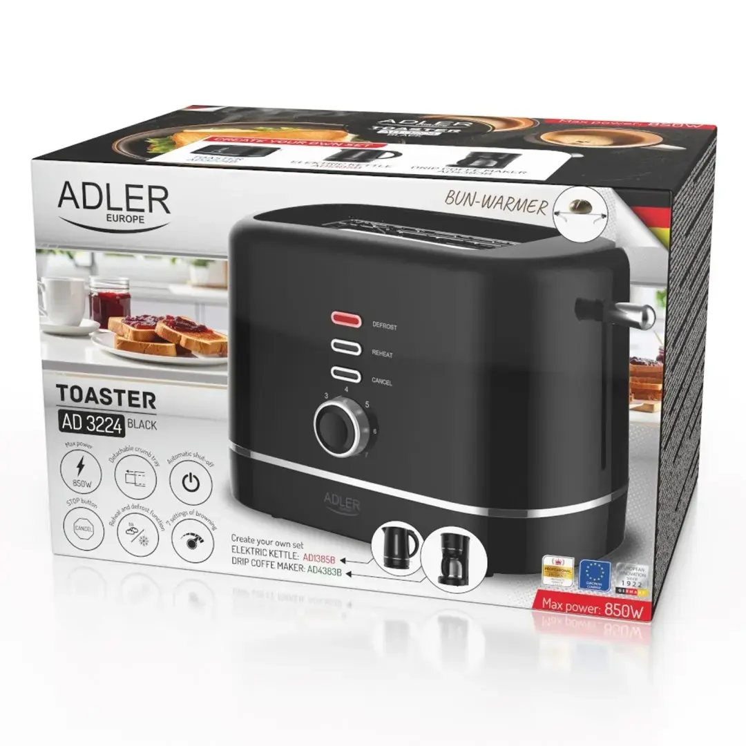 Toasteris Adler AD 3224b — 2 šķēļu ar grilu Photo 8
