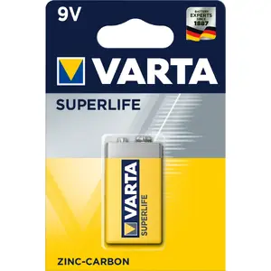 Single-use 9V zinc-carbon battery MAXELL — Varta Superlife dimensions 48.5 mm, weight 38 g