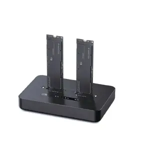GEMBIRD galda dokstacija ar diviem diskiem USB Type-C M.2 NVMe un SATA SSD DD2-U3M2, atbalsta M.2 2242, 20 Gbit/s, RTL9210B