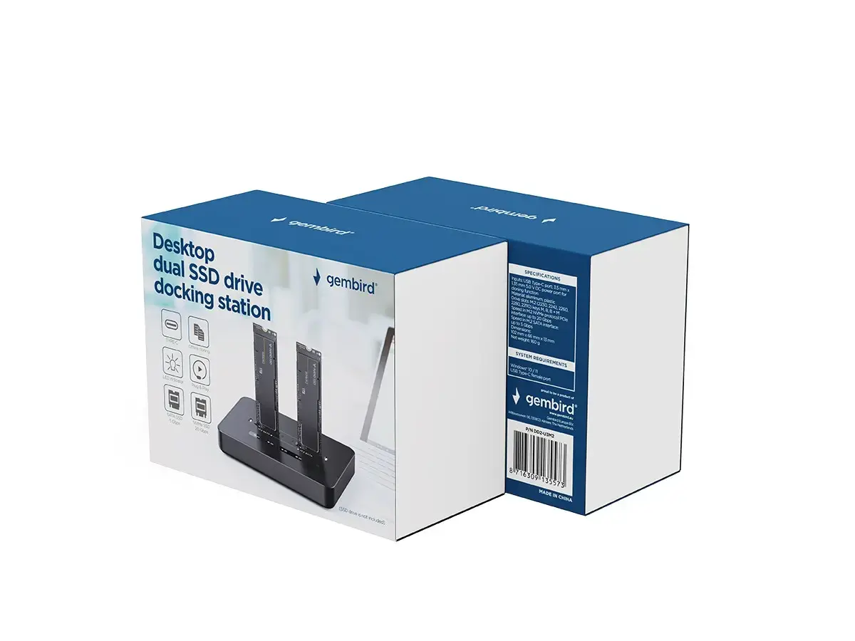 GEMBIRD DD2-U3M2 dokstacija M.2 NVMe un SATA SSD Photo 3