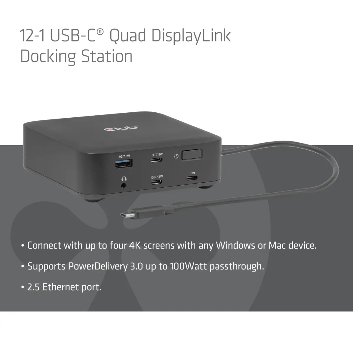 CLUB 3D CSV-2542 USB-C док-станция DisplayLink Photo 3
