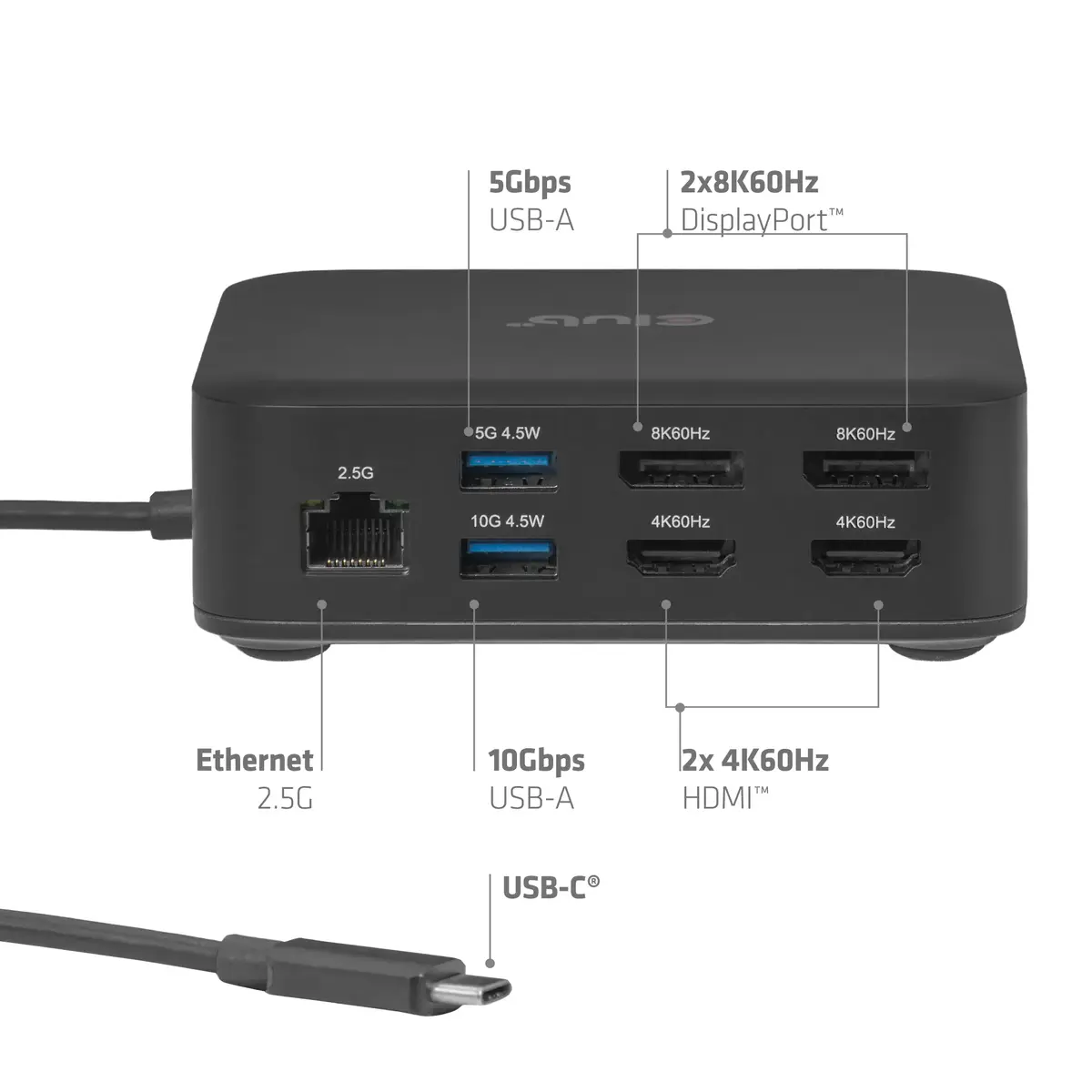 CLUB 3D CSV-2542 USB-C док-станция DisplayLink Photo 5