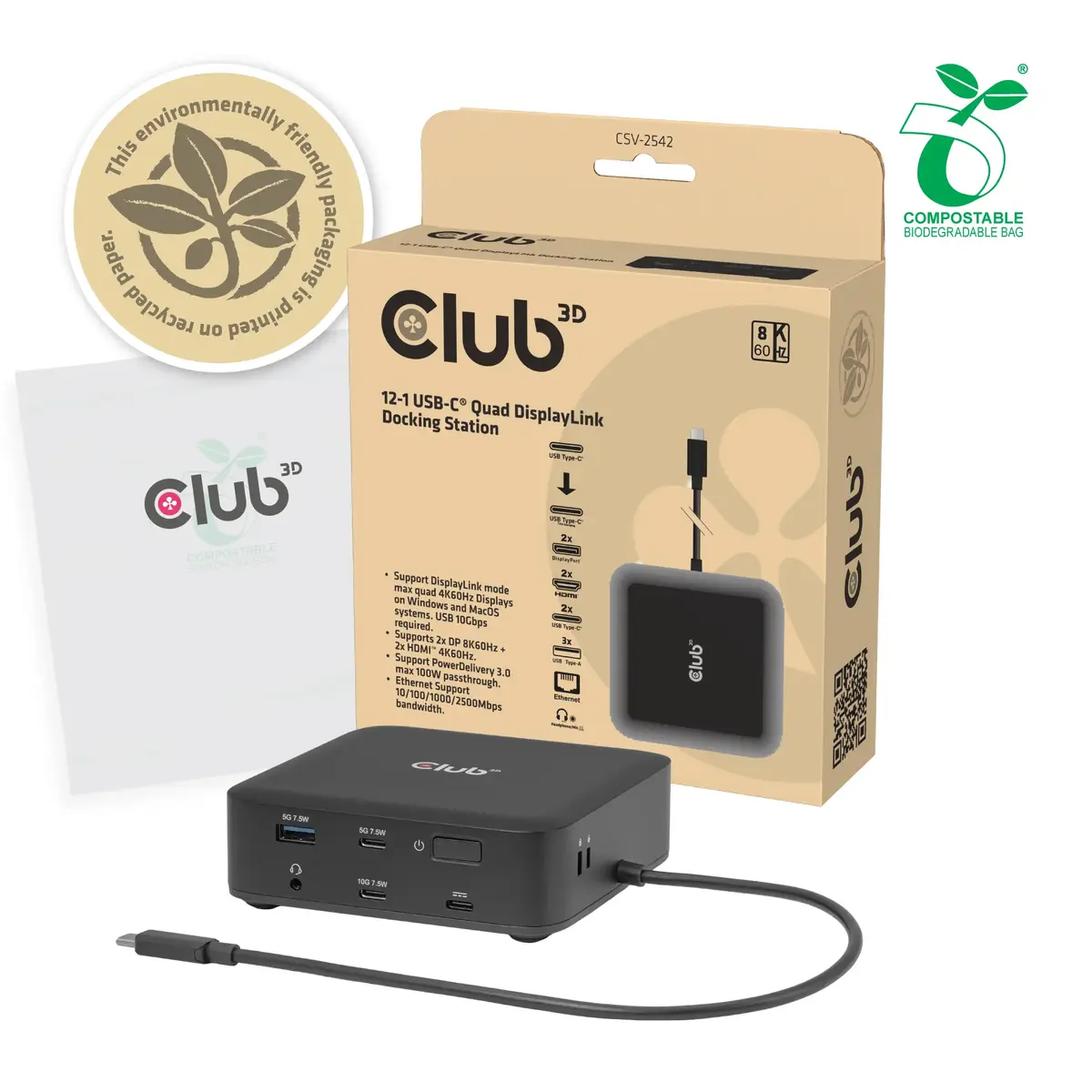 CLUB 3D CSV-2542 USB-C док-станция DisplayLink Photo 11