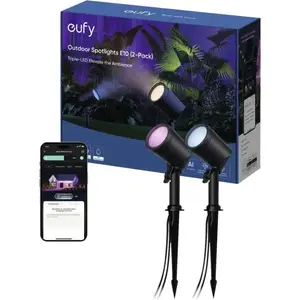 Наружный накладной светильник Eufy E10 (2 шт.) — цилиндр LED 500 лм, несъёмная лампа, IP65, диммируемый, чёрный