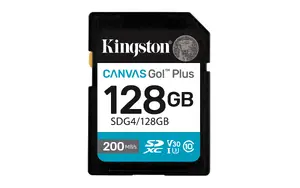Kingston Canvas Go! Plus 128GB SDXC Memory Card UHS-I U3 V30 200MB/s Read Speed