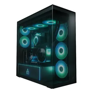 PC Case ARCTIC Xtender VG (Black) — Premium E-ATX Midi Tower, Vertical GPU mount, supports ATX PSU, 231×529×529 mm, 2.5/3.5" bays, multiple 120/140 mm fans