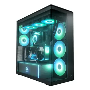 PC Case ARCTIC Xtender VG (Mirror Black) Premium E-ATX Midi Tower, Vertical GPU mount, 231×529×529 mm