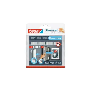Mounting pad Tesa Powerstrips CLICK M, white, 20 mm × 80 mm, indoor
