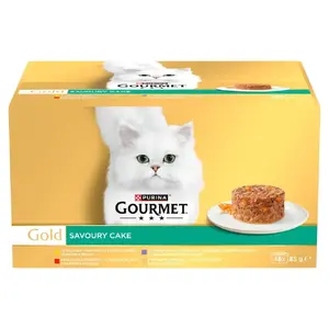 Влажный корм для кошек паучи Purina Gourmet Gold Savoury Cake Mix 48×85 г, взрослым, 74% влаги, 17% белка