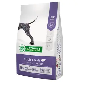 Сухой корм для собак nature’s protection Adult Lamb для всех пород 12 кг — белок 24%, жир 13%, клетчатка 2,5%