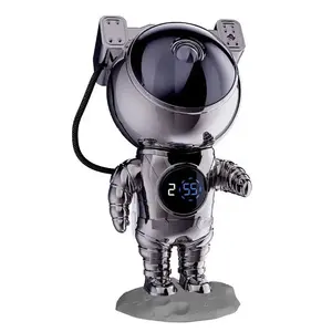 Star projector with clock MANTA Astronaut HW-STAR02 — chrome finish, 9 projection modes, Bluetooth, USB-C, 3.5 h battery