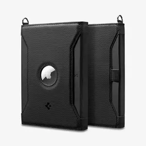 Passport wallet Spigen Universal Card Holder AirTag — black vegan leather