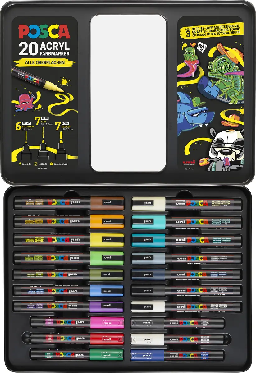 Marķieru komplekts POSCA UNI Etui Graffiti