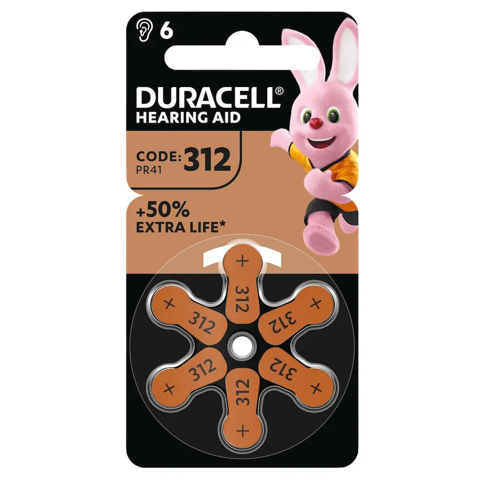 Duracell ZA312 cinka-gaisa baterija dzirdes aparātiem