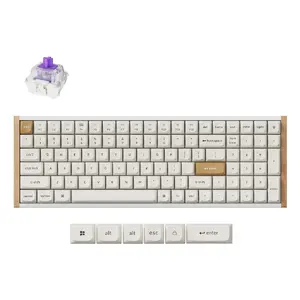 Механическая клавиатура Keychron K4 HE 96% QWERTY — USB, RF Wireless и Bluetooth, 100 клавиш, RGB, бело‑деревянная