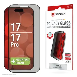 Защитное стекло с фильтром приватности Displex для Apple iPhone 17 / 17 Pro, 10H, Eco монтажная рамка, 1 шт.