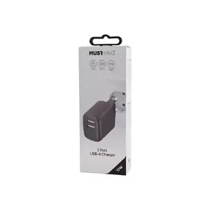 Travel charger Musthavz MHHEAD2UA17WBLK – 17W USB-A dual-port, black