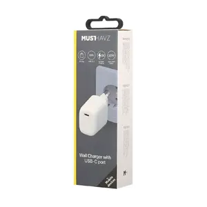 USB-C Travel Charger 20W by Musthavz, White – 20W USB‑C PD Portable Wall Charger