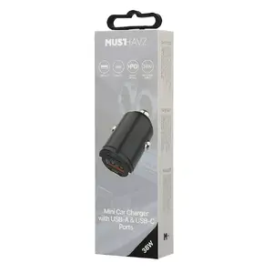 Car charger Musthavz MHCACHEADPD38W — 38W USB-A and USB-C, black