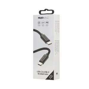 USB-C to USB-C Braided Cable 2.0 m 100W by Musthavz – Black