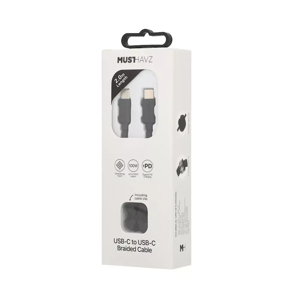 Musthavz Кабель USB-C — USB-C плетёный 2,0 м 100 Вт Photo 2