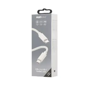 USB-C to USB-C braided cable 1.0 m by Musthavz — 100W, white