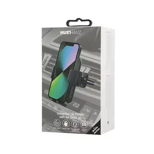 Держатель для телефона в авто Musthavz универсальный с креплением на вентиляционную решётку, чёрный, регулируемый захват