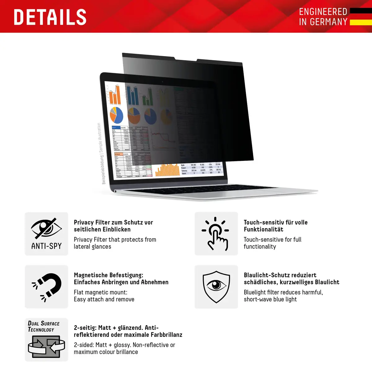 Фильтр конфиденциальности Displex PRIVACY SAFE 13,3" Photo 2
