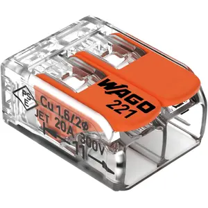 2-vadu push-in spailes savienotājs ORNO 221-412, 0,20–4,00 mm², iepakojumā 10 gab.