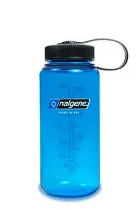 Ūdens pudele Nalgene Wide Mouth Sustain 500 ml, zila, augstums 165 mm, diametrs 7 cm, kakliņš 5.3 cm