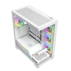 PC case MODECOM VOLCANO STELLAR PLUS ARGB MIDI 8F WHITE — mid-tower, ATX, tempered glass, ARGB lighting, 8 fans, GPU up to 42 cm