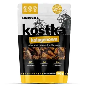Лакомство для собак UNISZKI коллагеновый куб 100 г — однокомпонентный, вкус курицы, поддержка суставов, для дрессировки