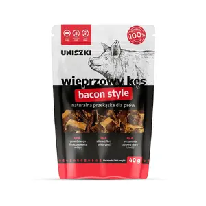Влажное лакомство для собак UNISZKI Bacon Style bite 40 г — порционная пачка с свининой, монопротеин, гипоаллергенно