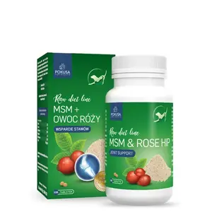Dietary supplement tablets POKUSA Raw Diet Line MSM + Rose Hip — 120 tabs, tablet form, 60 g, joint and skin support for cats