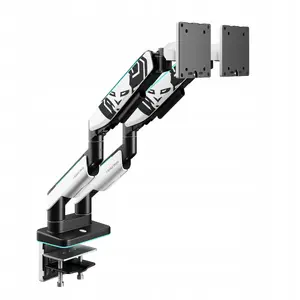 Dual monitor arm Diablo Chairs X-Arm Dual RGB for two screens up to 49 inches, white-black, adjustable height and tilt
