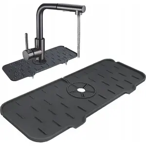 Silicone drain mat Brunbeste BB-3247 for sink, 36.5 x 14 cm, gray