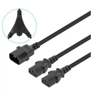 Power splitter cable MANHATTAN Dual Power Cord C14 male to 2×C13 female, 10 A 250 V, 1.8 m, black