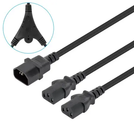 Manhattan Y-Splitter Power Cable C14 to 2x C13 1.8m Photo 2