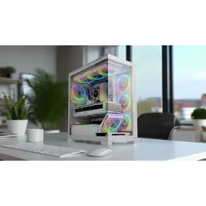PC mid-tower case MODECOM VOLCANO STELLAR PLUS ARGB MIDI 5F WHITE — supports ATX, GPU up to 42 cm, CPU cooler 175 mm