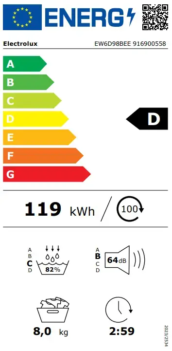 Veļas žāvētājs Electrolux EW6D98BEE Photo 2