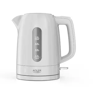 Электрический чайник Adler AD 1380w — 2200 Вт, 1.0 л, полипропилен, поворотная подставка 360°, белый
