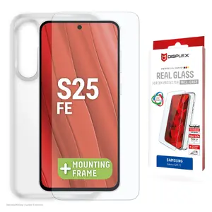 Aizsargstikls un vāciņš Displex priekš Samsung Galaxy S25 FE, rūdīts stikls, Eco montāžas rāmis, caurspīdīgs, izturīgs pret skrāpējumiem