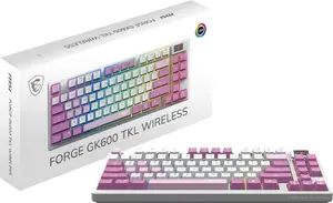 Gaming keyboard MSI FORGE GK600 TKL W Violet – TKL form factor, wired, violet switches